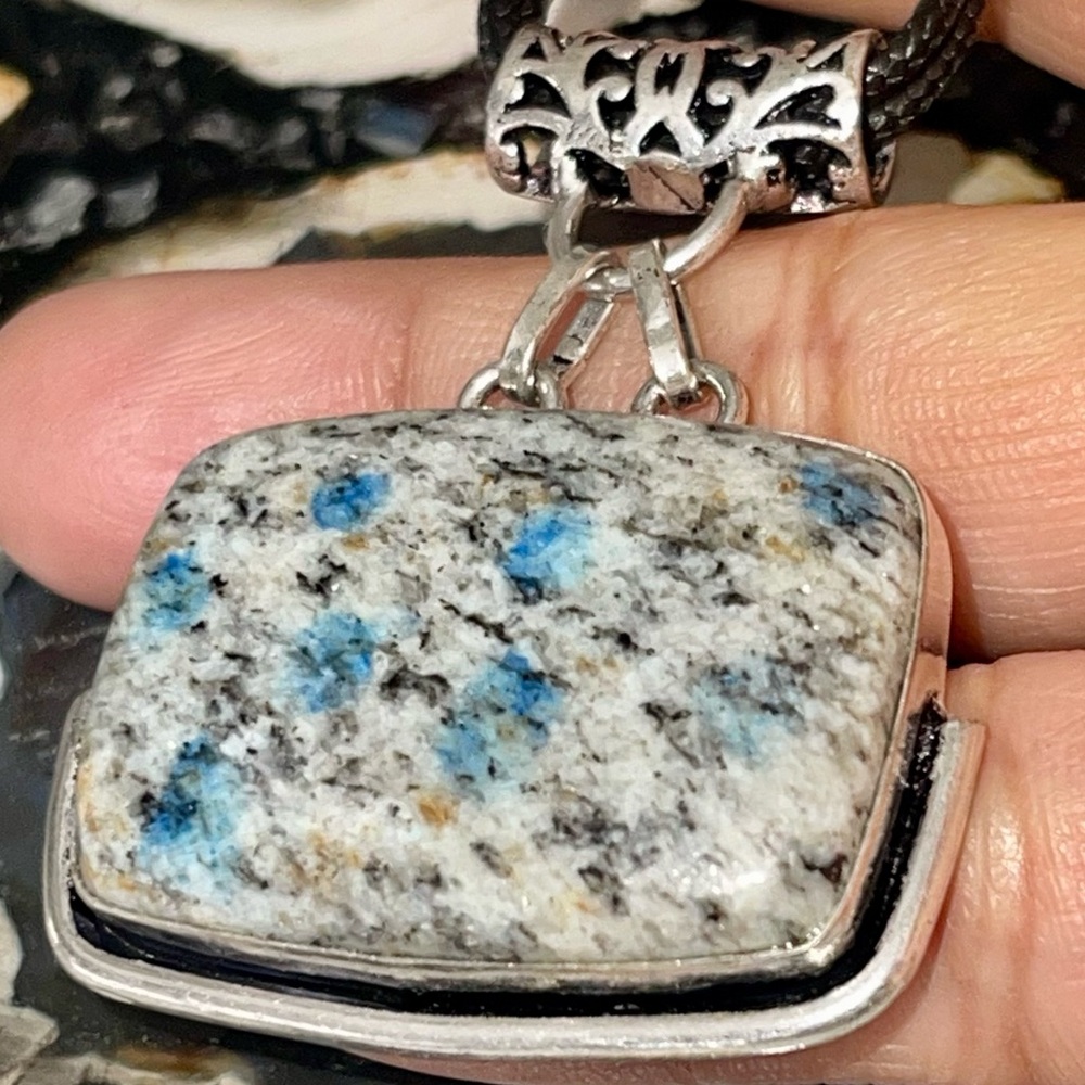 Raindrop Azurite K2 Jasper Pendant 1 1/2” - Picture 7 of 13